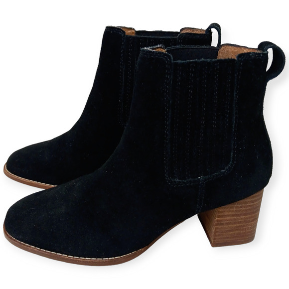 Madewell SZ 8.5 Kat Classic Heeled Chelsea Boot in Black Suede $178 - Picture 4 of 9